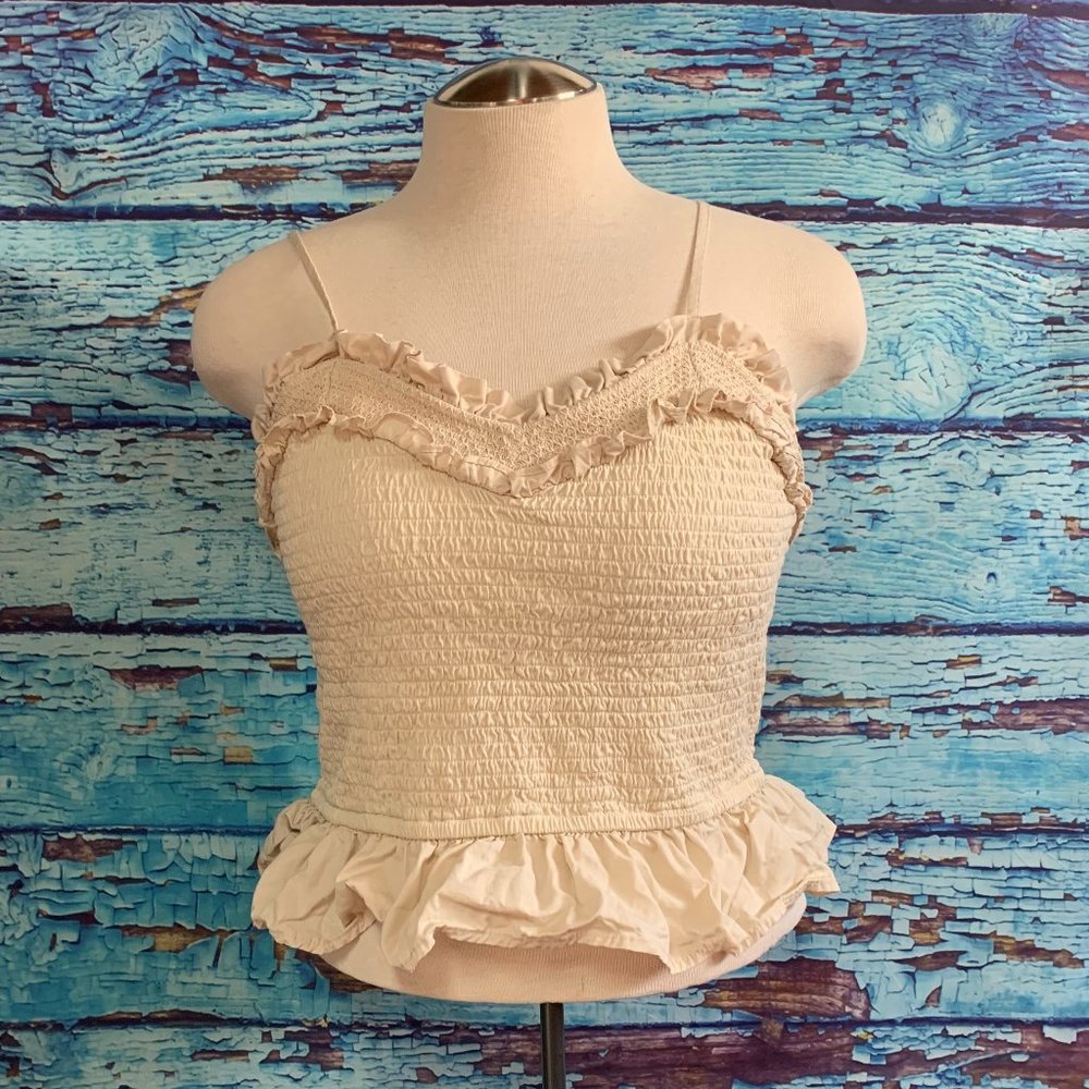 Anthropologie Forever That Girl Shirred Peplum Top